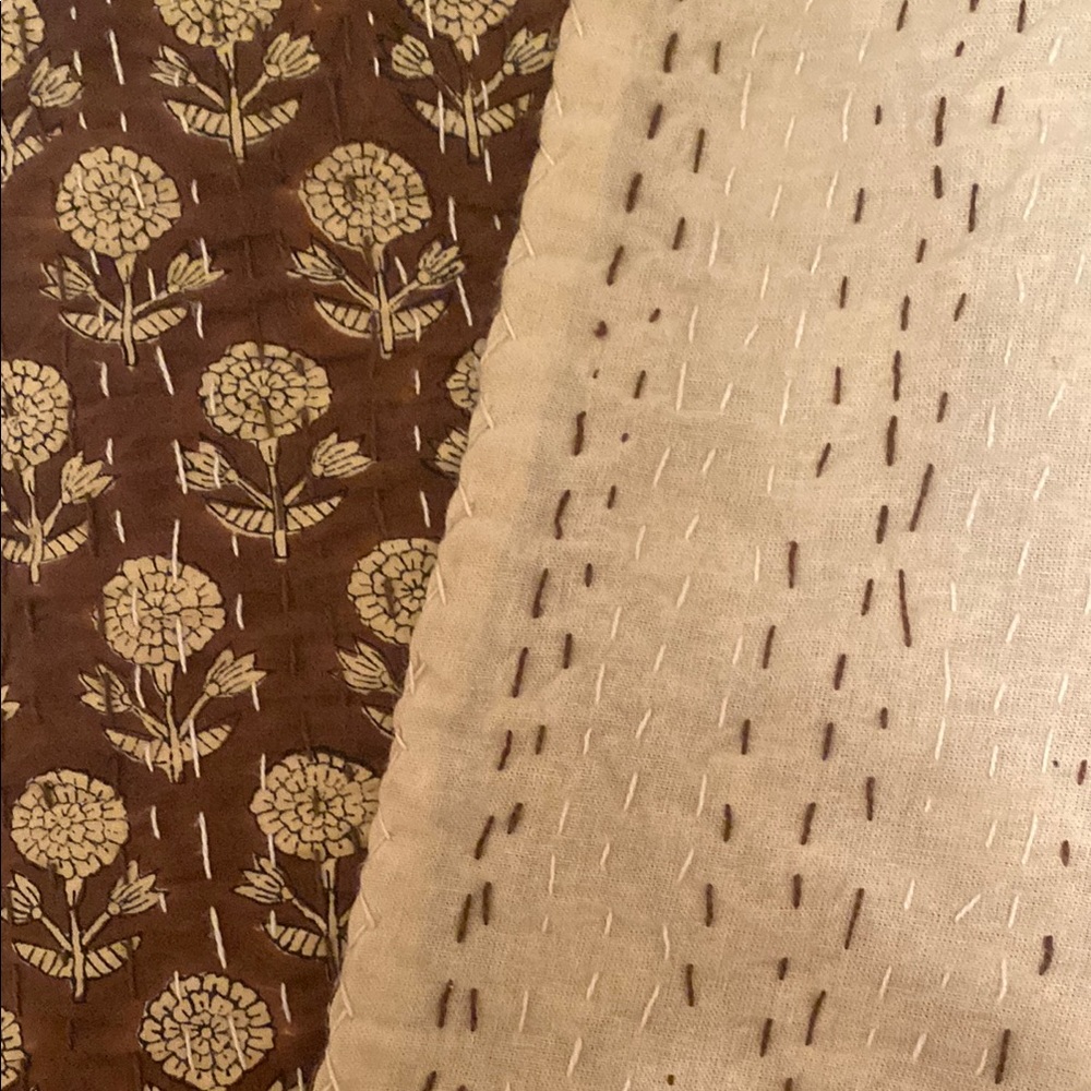 Handmade Brown and Cream Floral Patterned Fabric